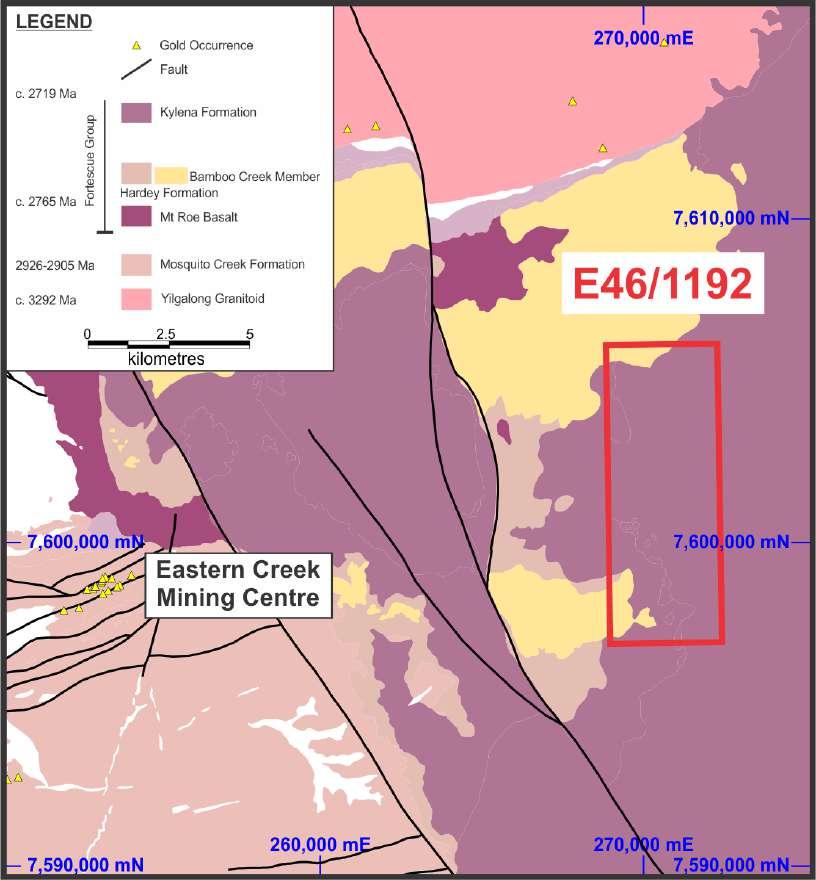 ACCELERATE RESOURCES LIMITED Independent Technical Assessment Report Tasmanian And West Australian Mineral Assets Figure 27: Local Geological Setting for E46/1192 Source: Accelerate 6.