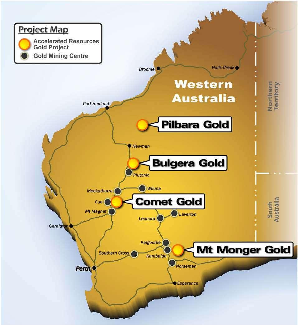 ACCELERATE RESOURCES LIMITED Independent Technical Assessment Report Tasmanian And West Australian Mineral Assets Figure 3: Accelerate Resources WA Gold Projects Location Source: Accelerate