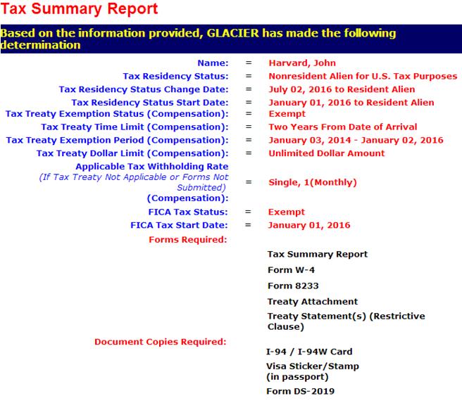 23. On the Tax Summary Report screen, review your information.