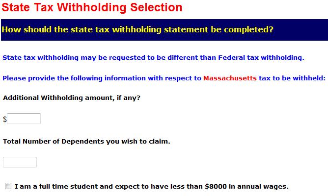 If accurate, click Next 24. On the State Tax Withholding Selection screen, enter any additional withholding amount.