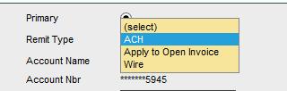 On the Wire Instructions Page, Remittal preferences, Select the Remit Method from the dropdown and then proceed to Wire Transfer instructions 1.