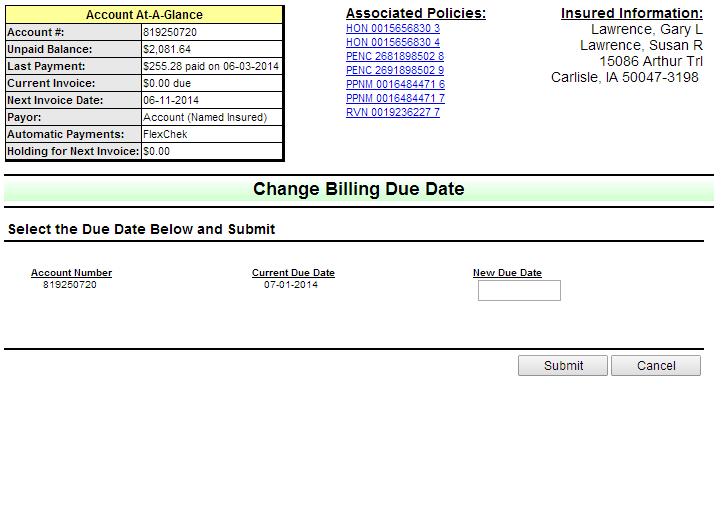 NEW Change Billing Due Date New billing system