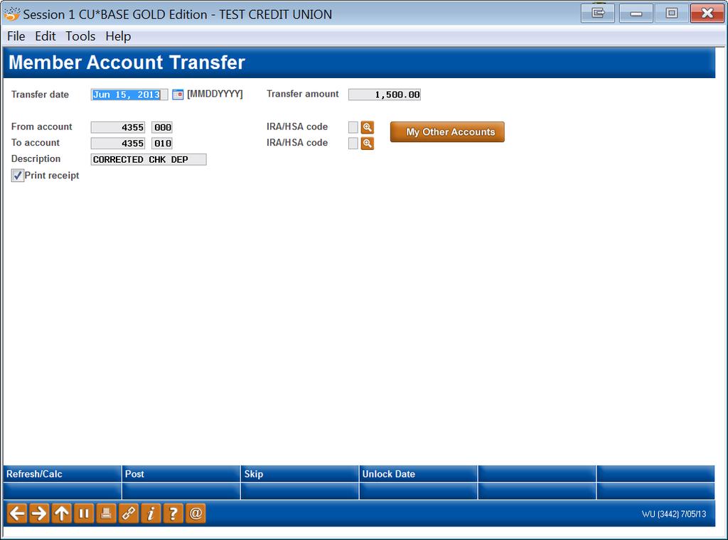 POSTING EFFECTIVE DATED TRANSFERS This tool lets you transfer funds from one account to another and choose an effective date.