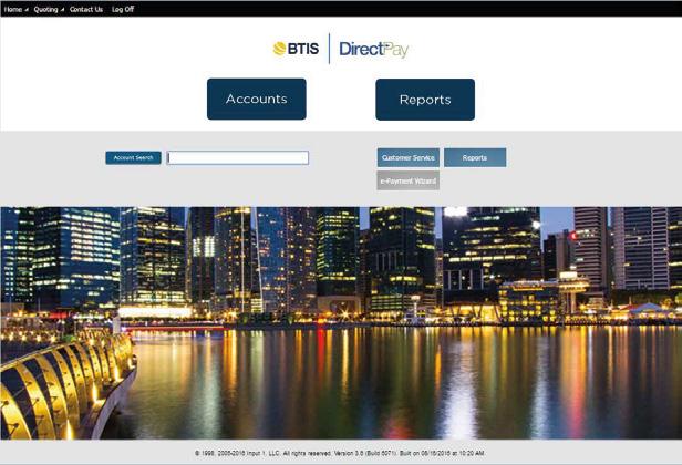 Home Page The Home Page provides you with a variety of options to both manage and view your DirectPay accounts.