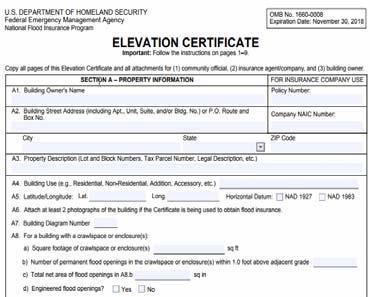 Elevation Certificate (EC) An Elevation Certificate is an administrative tool to provide elevation information necessary to: record building elevations demonstrate compliance with the NFIP support a