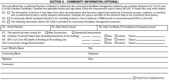 Section G Community Information Only used if a community official completes Sections C or E 89 Additional Considerations No section should be left blank Use N/A or 0 instead of leaving a section