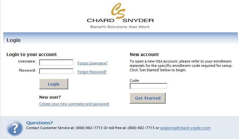 Log In to Your Account To log in, use the options on the left. If you already had a Chard Snyder account because of a previous plan, use the same login information you had before.