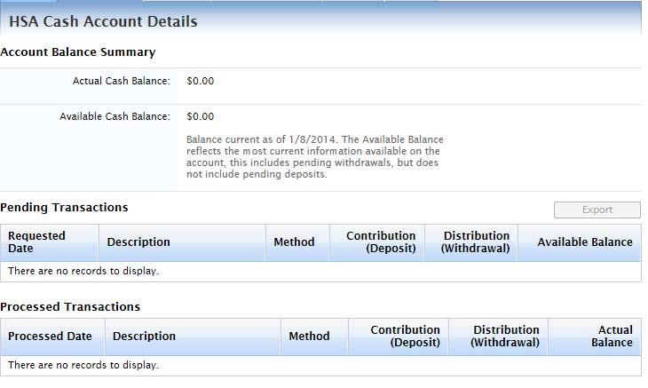 Accounts Tab (continued) After you click on View HSA Summary (shown on previous page) you will see this screen: Investment options and