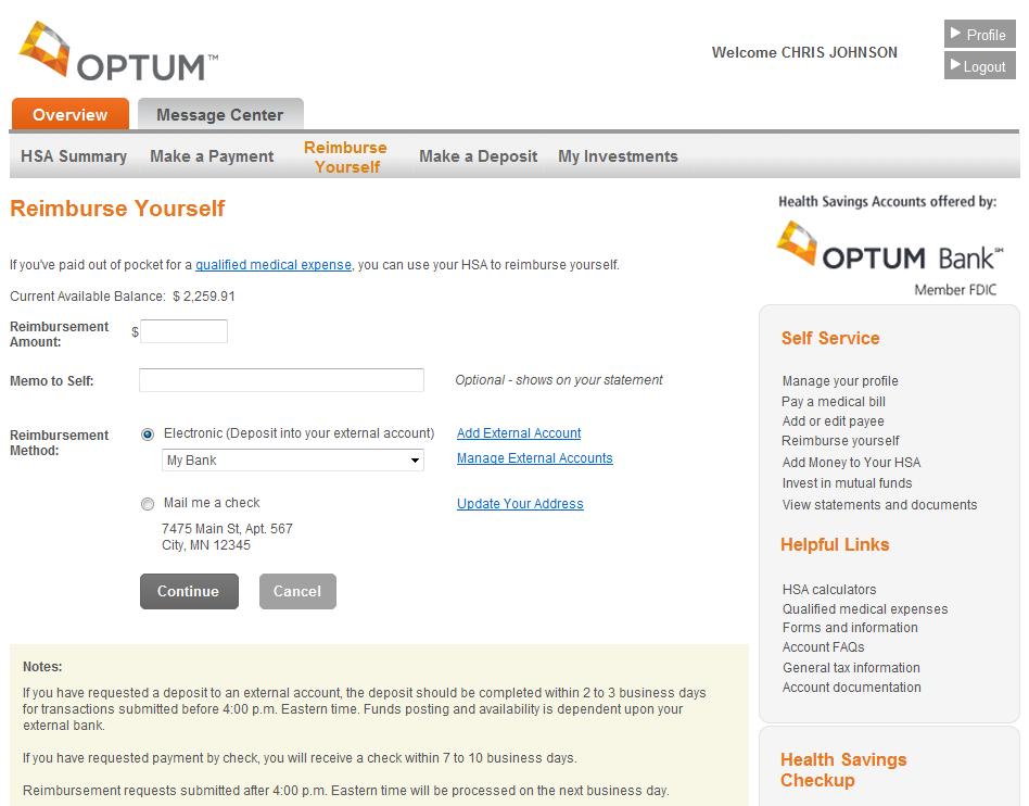 How do I reimburse myself? Confidential property of Optum.