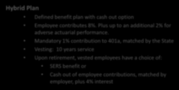 5% Employee directs how monies are invested Vesting: immediate Administered through Prudential Long Term Disability Coverage