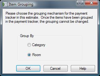 XactContents Quick Start Guide 5. The first time you open the Payment Tracker (per estimate); you will be asked how you want to group the line items. You can either group by Room or by Category. 6.