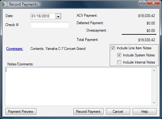 XactContents Quick Start Guide Note: To be clear, a payment is not actually going to be made to the insured using the Payment Tracker tool.