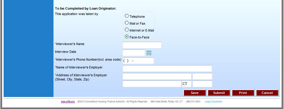 NOTE: Each section of the standard FNMA 1003 (Sections I. through X.) are listed on the LEFT of this screen. Double click on a section to enter the page and verify the data.