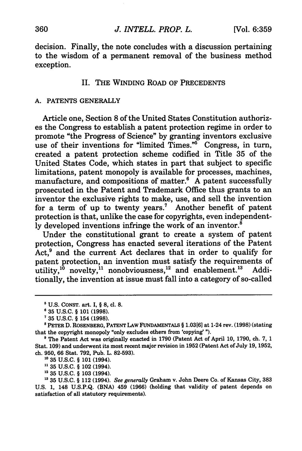 Journal of Intellectual Property Law, Vol. 6, Iss. 2 [1999], Art. 6 360 J. INTELL. PROP. L. [Vol. 6:359 decision.