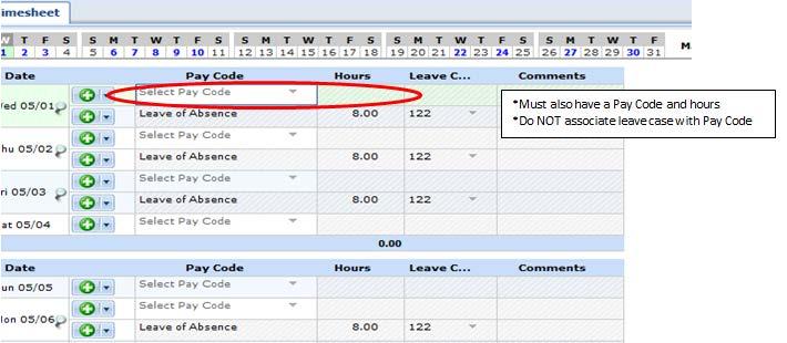 Timesheet with Protected Leave Continuous Protected Leave o Timesheet is prepopulated with Leave of Absence for dates of continuous