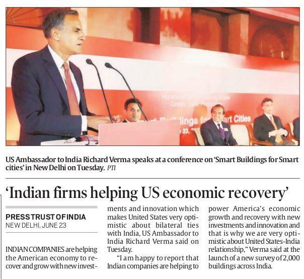 Headline: Indian firms helping US economic recovery Publication: The Indian Express About The Publication: For over 75 years, The Express Group of publications has been synonymous with excellence in