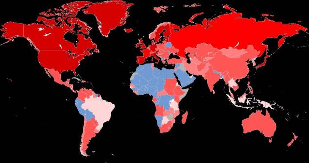 2007-2009: 2009: A World Recession Dark Red: Countries in official recession (two consecutive quarters) Light Red: Countries in unofficial recession (one quarter) Dark Orange: Countries with economic