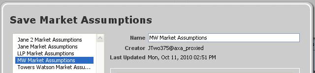 The new set of market assumptions are now loaded and available for use in the software.
