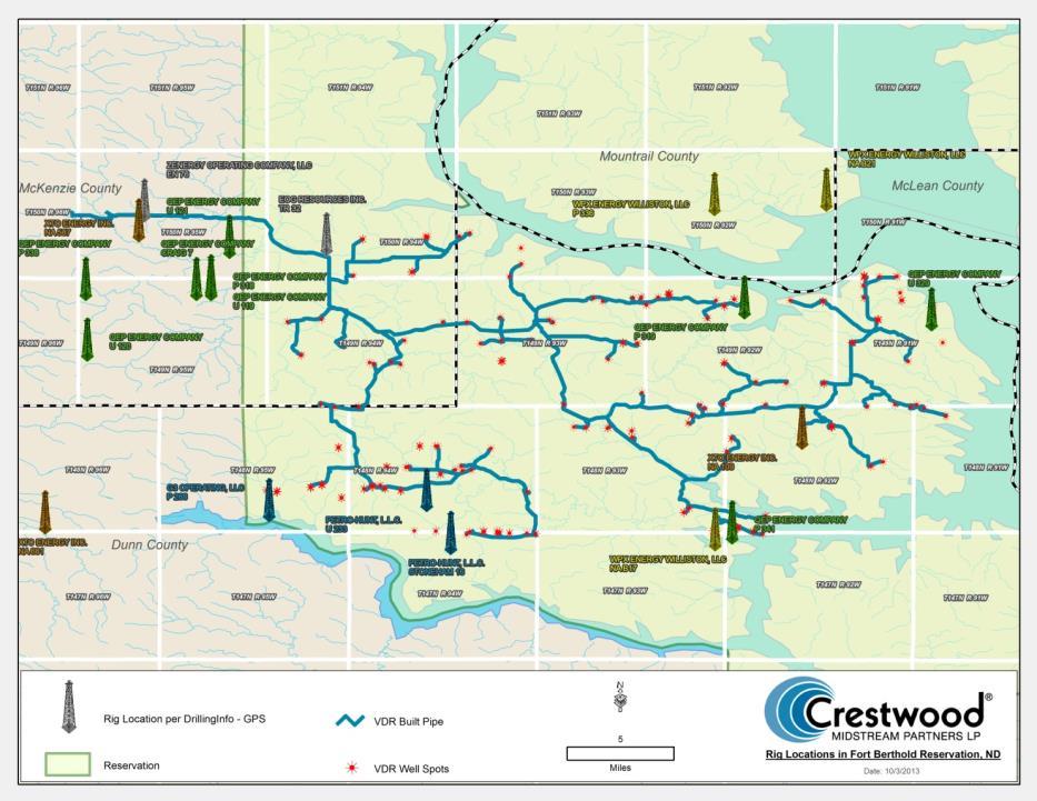 Arrow Midstream System Overview Arrow Midstream s assets located in some of the most active areas of the Bakken Shale Asset Description Located on the Fort Berthold Reservation in Dunn and McKenzie