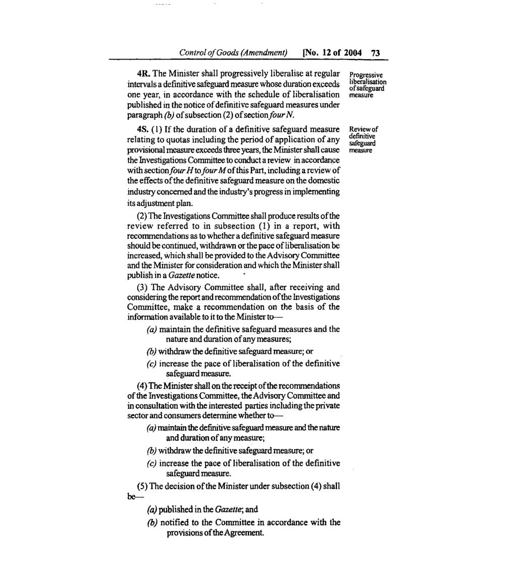 Control of Goods (Amendment) [No. 12 of 2004 73 4R.