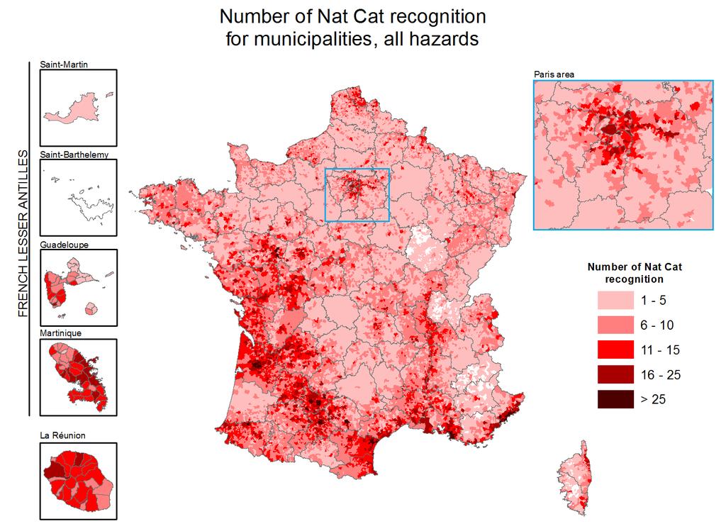 Summary of the Nat Cat compensation in France Almost all of the municipalities in France have been eligible at