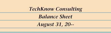 HEADING OF A BALANCE SHEET 2 3 1 1. Center the name of the company on the first line. 2. Center the name of the report on the second line.