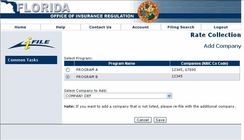 ADD COMPANY TO PROGRAM The Add Company to Program screen provides the functionality to add companies to any program that is part of one or more companies in the current filing.