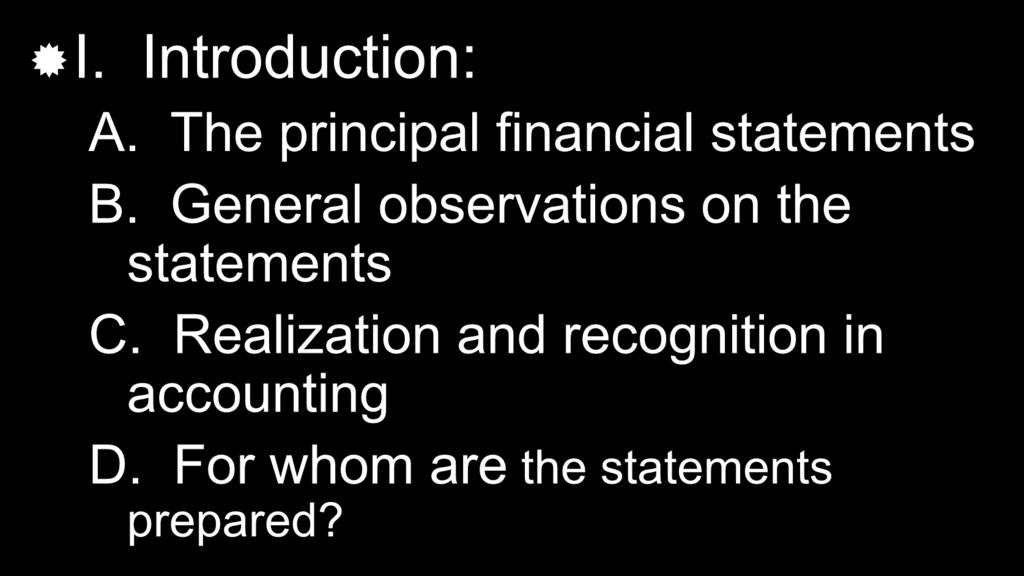 General observations on the statements C.