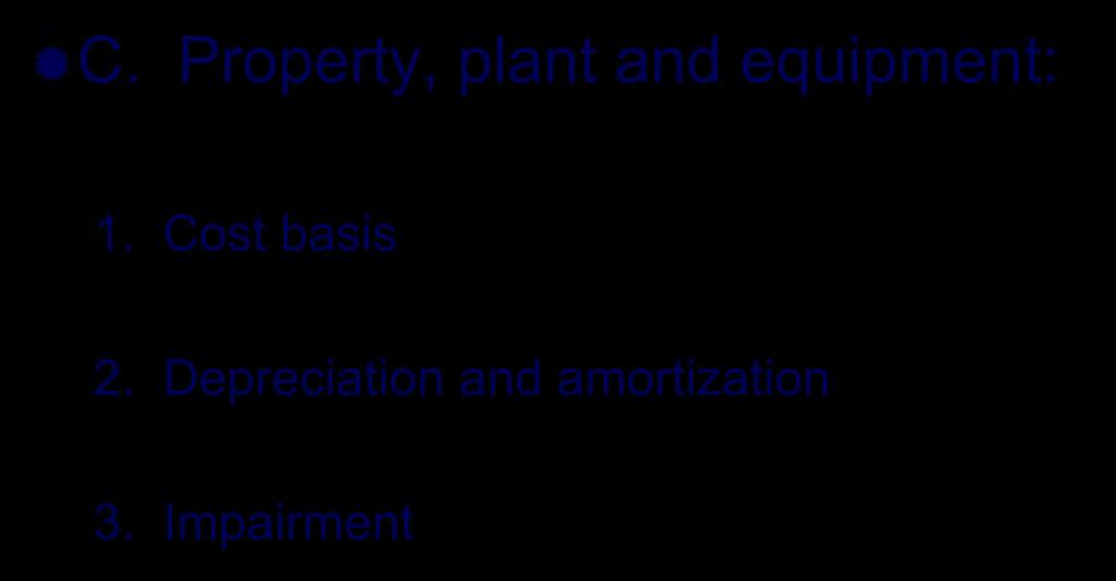The Balance Sheet C. Property, plant and equipment: 1.