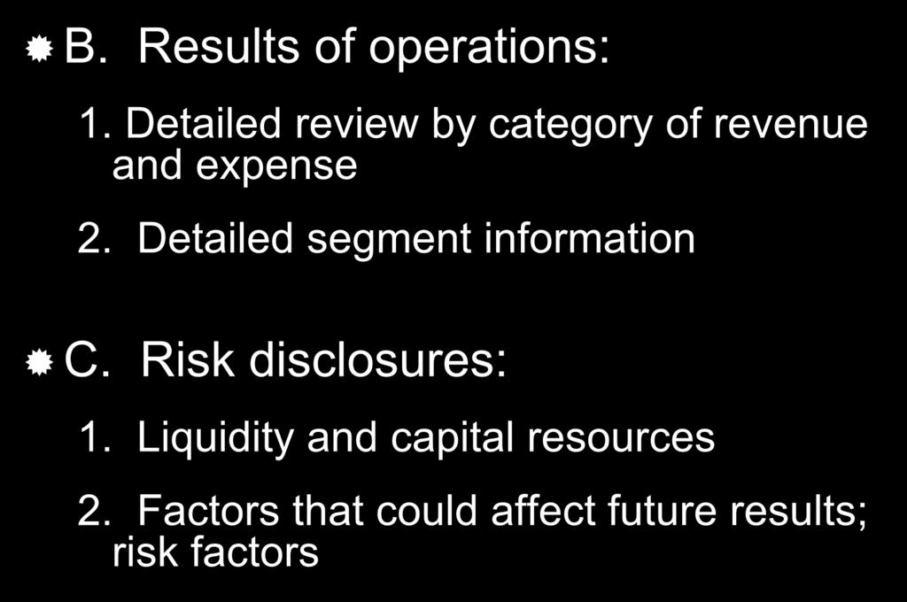 Detailed segment information C. Risk disclosures: 1.