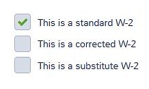 Entering W-2 Standard W-2 is default Click