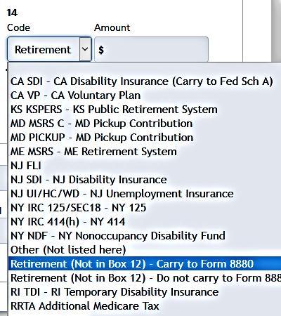W-2 Box 14 Some employers put retirement plan