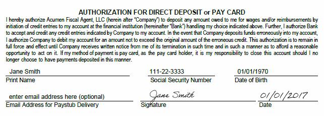 Pay Selection Options - Part Two If you have selected Direct Deposit or Pay Card, complete this portion. Employee completes this section.