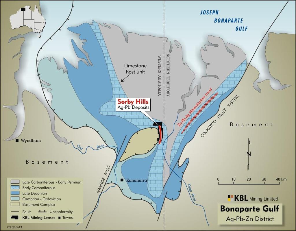 What s Next Largest undeveloped near surface silver-lead-zinc resource in Australia, located 50km north of Kununurra, WA 16.5Mt @ 4.7% Pb, 0.