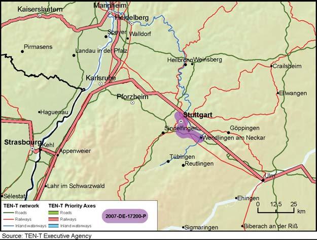 Works for the construc on of the high speed line between Stu gart and Wendlingen 27-DE-172-P Part of Priority Project 17 Commission Decision: C(28)855 Member States involved: Germany Implementa on