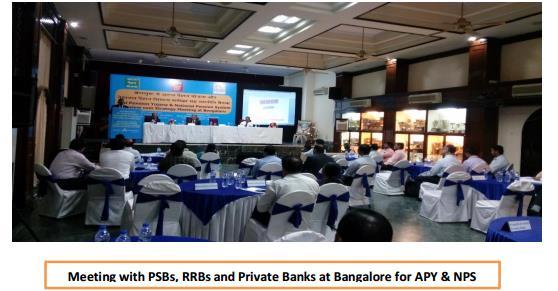 Section 4: Workshops /Press Release/Conference conducted /Awards i) PFRDA conducts Strategy Meeting with Service Providers under APY / NPS at Bangalore (22-Feb-2107) The APY was launched by