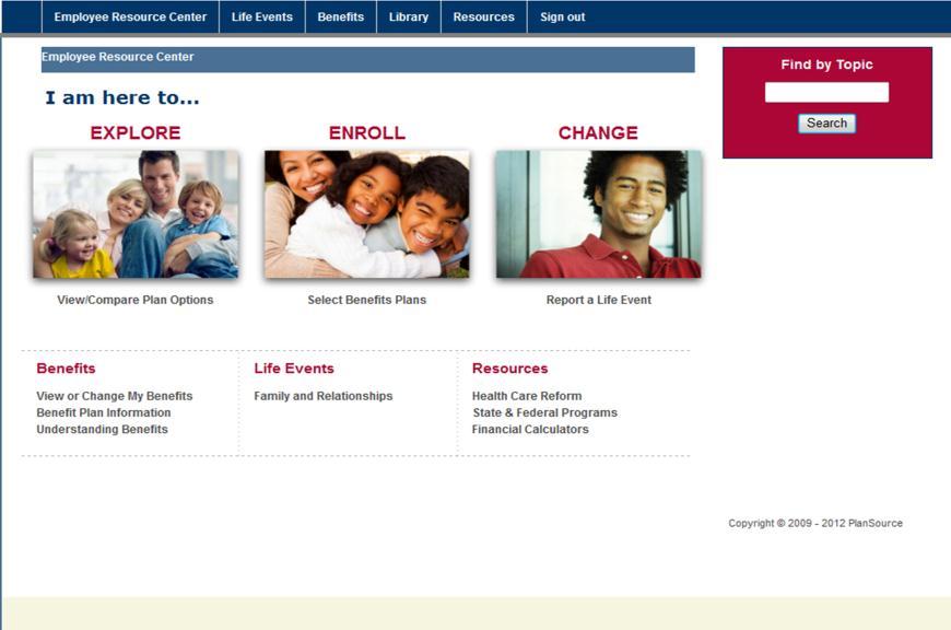 Welcome Screen On this screen you will have the option to view benefits, providers, see past enrollments, etc.