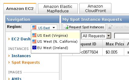 Step #1: Select the Region From the AWS Management Console for EC2, select the Region in which you want to request Spot