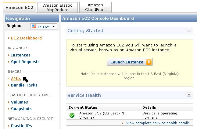Tutorial #2: Launching a Spot Instance Request Step #1: Choosing an AMI From the AWS Management Console for EC2
