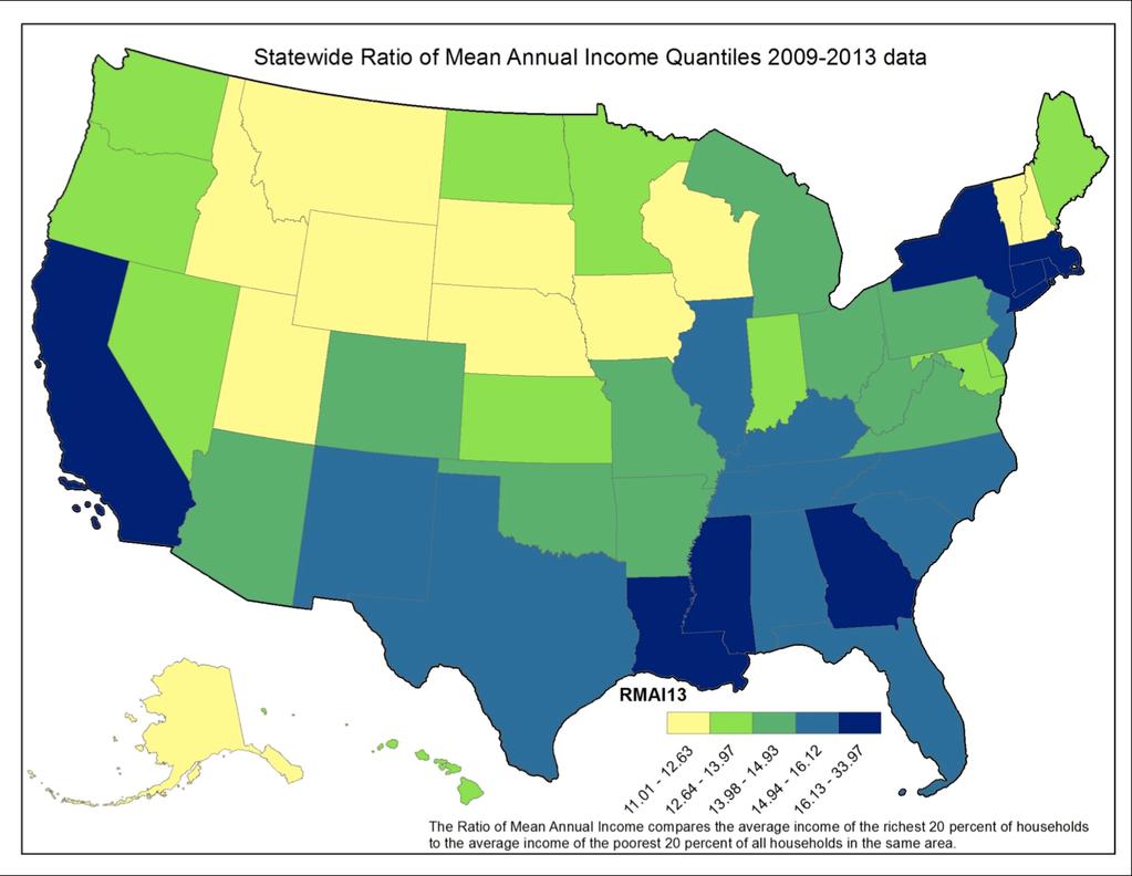 Oregon has more equal income distribution