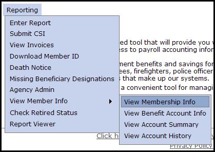 2.9 View Member Info Employer Self-Service allows an Employer to view the employee information of those who work for a specific agency.