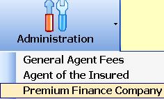 TOPIC C Welcome Screen (Cont.) Premium Finance Company is where you will add, delete or modify PFC s names and addresses.
