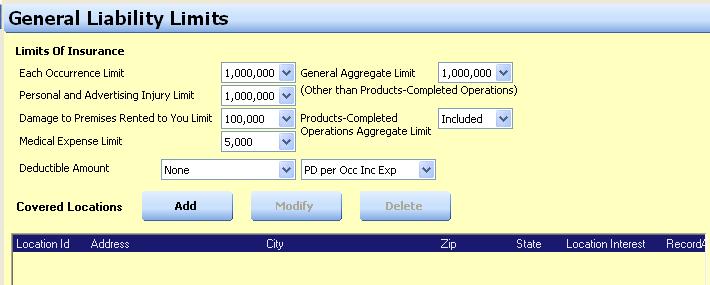 TOPIC B-5 General Liability Screen This section refers to Truckers General Liability which is limited to one classification and is on a per unit basis only.