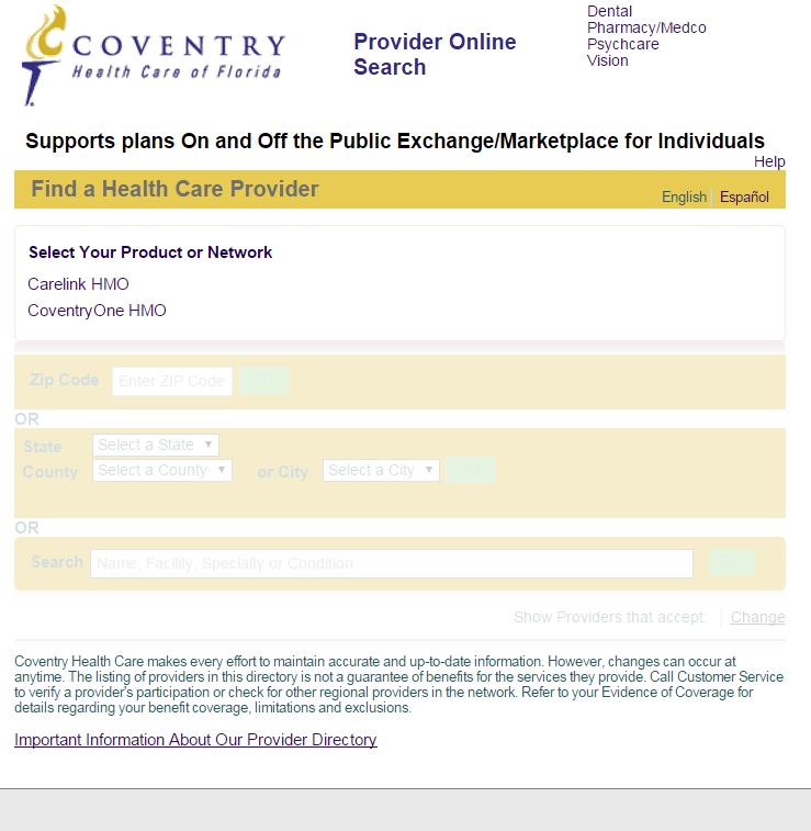 Provider Search: Coventry