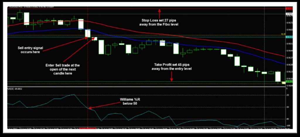 As you can see on the image above, the Sell entry signal occurred when price closed below the 21 EMA of