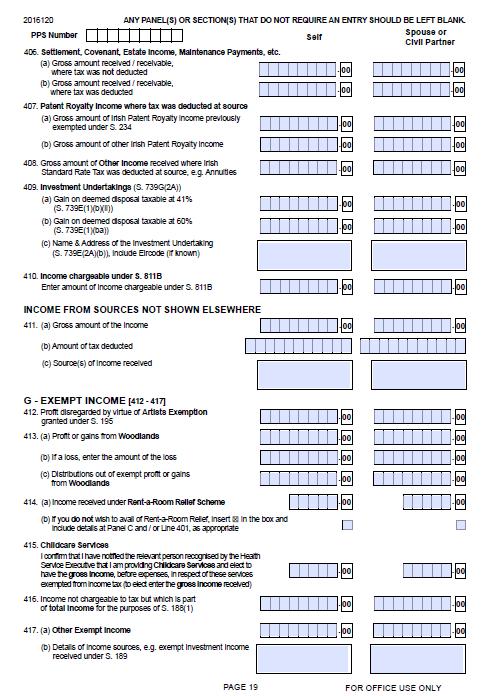 Page 19 of 2016 Form 11 Where rent-a-room relief applies, the amount of gross income received from letting rooms(s) in a home is