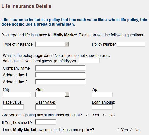 Life Insurance Details Detailed information regarding Life Insurance is entered on this screen.