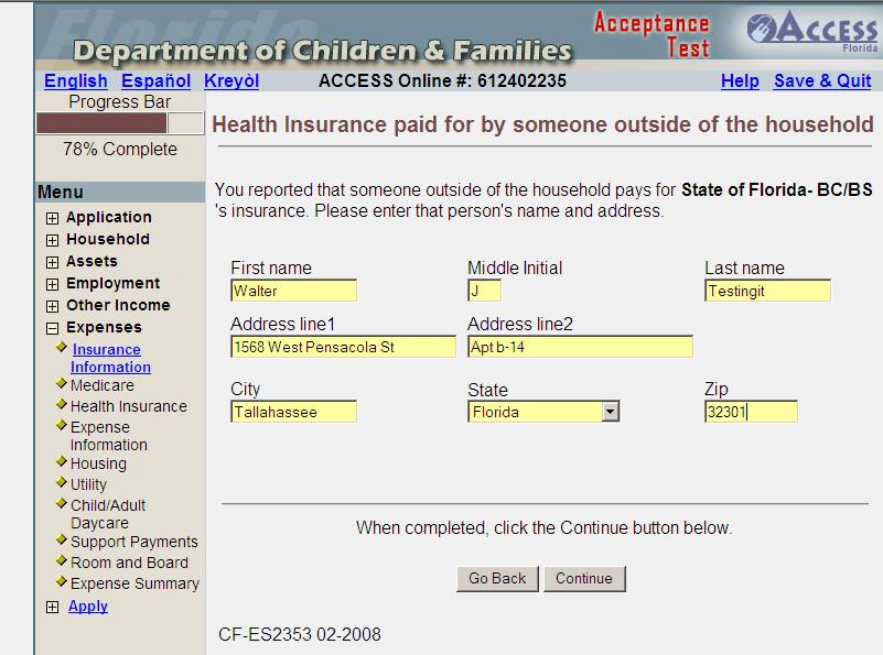 Heath Insurance paid for by someone outside of the household If entry in Who