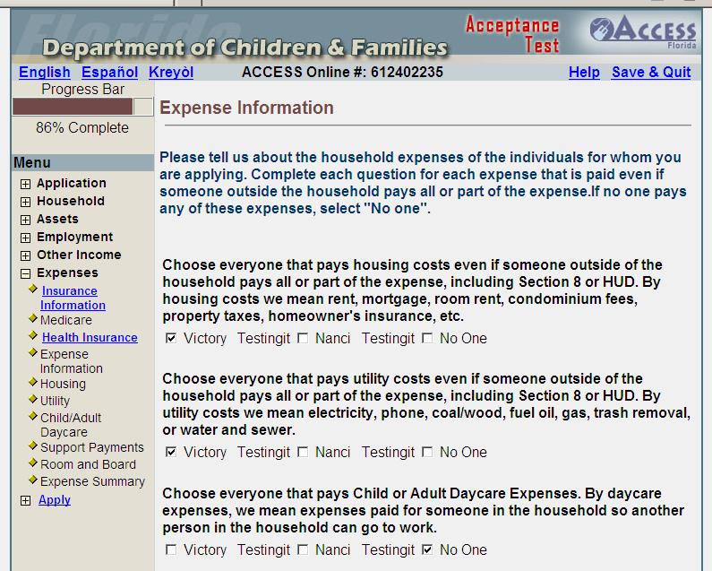 Expense Information Based on the entries made on Expense