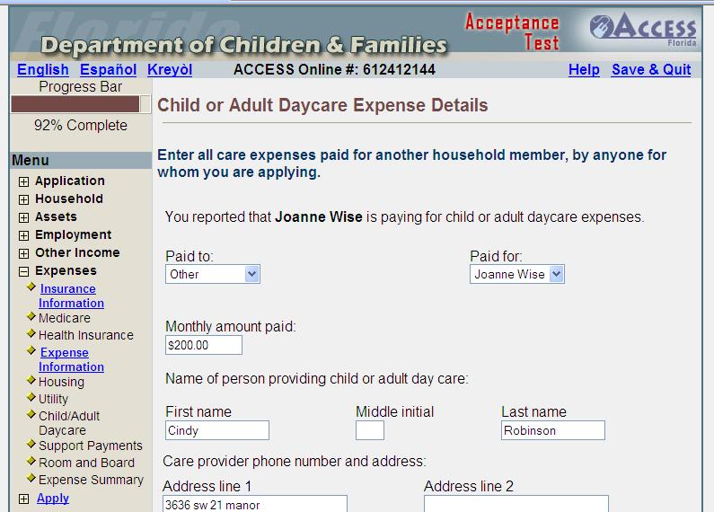 Child or Adult Daycare